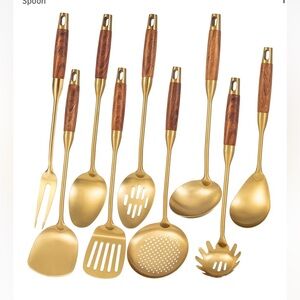 NEW standcn kitchen utensils GOLD stainless steel set of 9